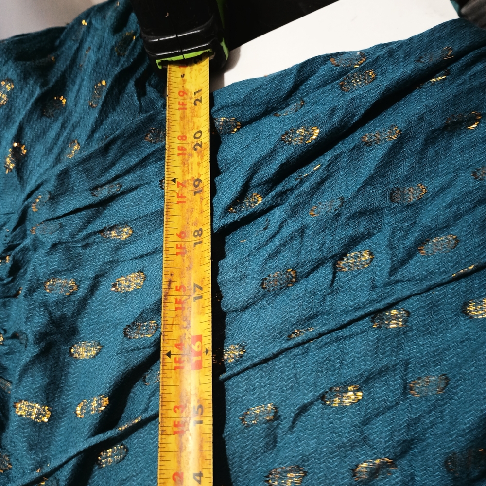 Blue Rain Teal Peasant Blouse with Gold Dot Accents - Picture 6 of 7